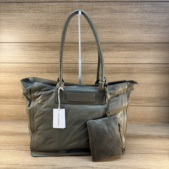 New Lucky Brand Large Tote Work Bag Purse Sage Green Leather LK-JOLLA-TO - Picture 1 of 11